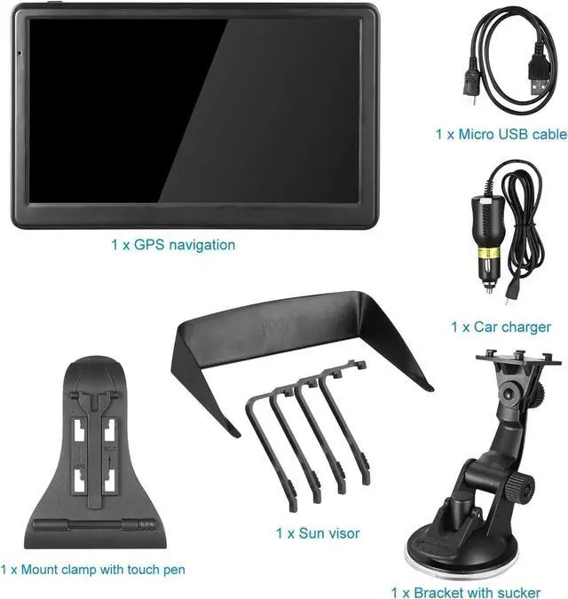 Alt view image 7 of 7 - 7 Inch Car GPS Navigator with 2025 USA Maps, Voice Turn-by-Turn Guidance, Lane Assistance, Speed and Red Light Warning for Vehicles,GPS Satellite Navigator with Free Lifetime Map Update,