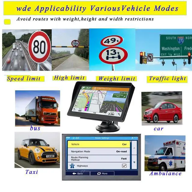 Alt view image 7 of 7 - GPS Navigator for Car Truck RV - 7'' HD Touchscreen Navigation System, Latest 2025 Maps Free Lifetime Updates, Speed & Red Light Warning, Turn-by-Turn Voice Guidance, GPS Navigation for All Cars