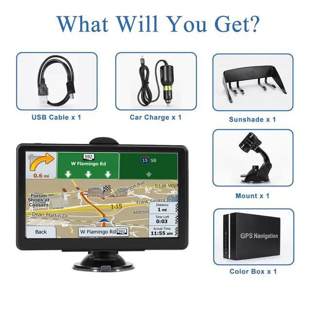 Alt view image 7 of 7 - GPS Navigator for Car Truck RV, 7-inch High-Definition Touch Screen2025 Maps (Free Lifetime Updates), Support Voice Turn Direction Guidance/Speed and Red Light Warning/Custom Truck Routing