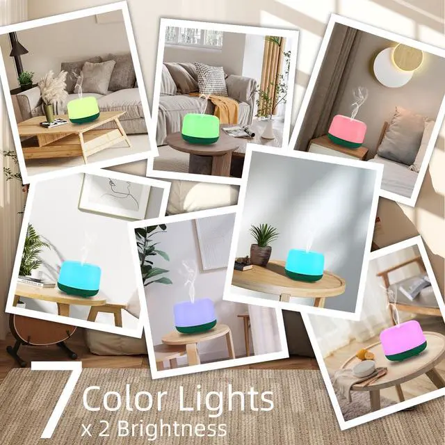 Alt view image 2 of 7 - 300ML Aromatherapy Diffuser for Home, Quiet Diffuser for Essential Oils with Remote Control, 7 LED Color Changing Light, Scent Cool Mist Air Humidifier