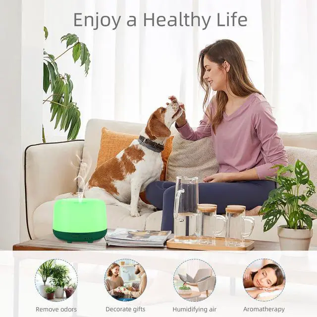 Alt view image 6 of 7 - 300ML Aromatherapy Diffuser for Home, Quiet Diffuser for Essential Oils with Remote Control, 7 LED Color Changing Light, Scent Cool Mist Air Humidifier