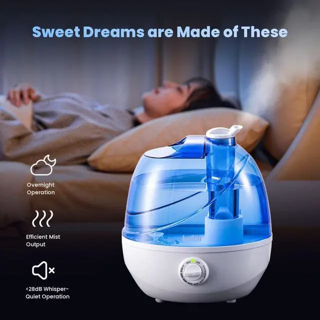 Alt view image 4 of 7 - Cool Mist Humidifiers for Bedroom & Large Room (2.5L Water Tank) Quiet Ultrasonic Air Humidifier For Babies Nursery, Office, Indoor Plants & Whole House -Adjustable 360 Rotation Nozzle, Auto-Shut Off