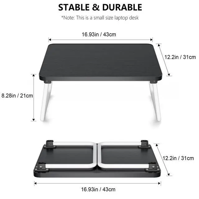 Alt view image 4 of 7 - Foldable Lap Desks Laptop Tray for Bed or Couch,Portable Breakfast Serving Tray with Folding Legs,Lightweight Mini Table, Laptop Stand for Working, Reading and Writing,Black