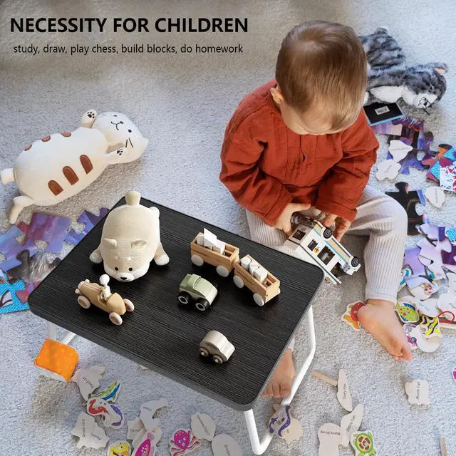 Alt view image 3 of 7 - Foldable Lap Desks Laptop Tray for Bed or Couch,Portable Breakfast Serving Tray with Folding Legs,Lightweight Mini Table, Laptop Stand for Working, Reading and Writing,Black