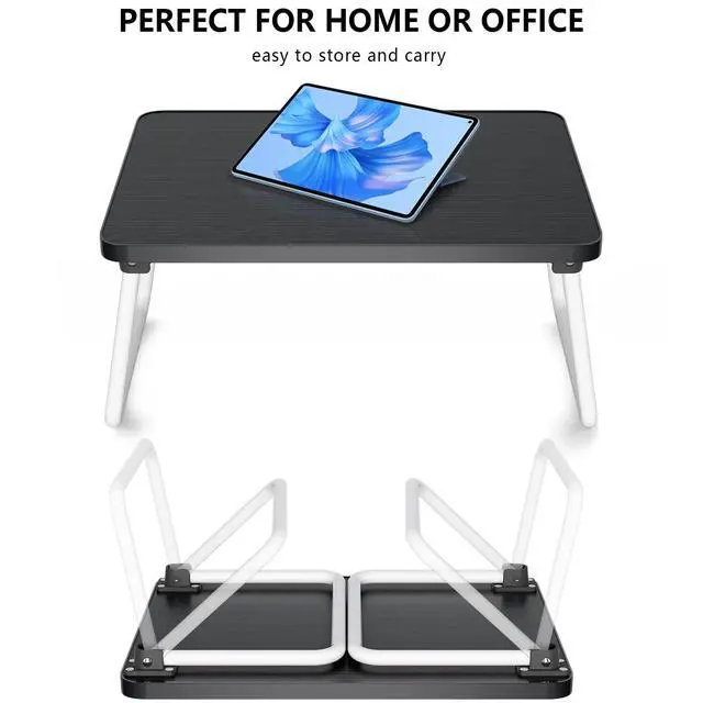 Alt view image 7 of 7 - Foldable Lap Desks Laptop Tray for Bed or Couch,Portable Breakfast Serving Tray with Folding Legs,Lightweight Mini Table, Laptop Stand for Working, Reading and Writing,Black