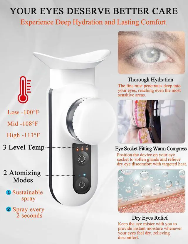 Alt view image 2 of 7 - Heated USB Nano Eye Moisturizer & Soother, Off White