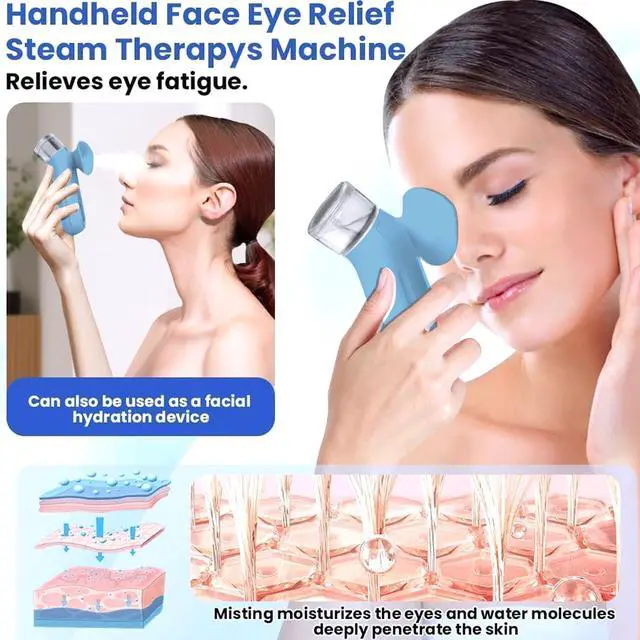 Alt view image 2 of 7 - Eye Mist Steam Sprayer for Relief Dry Eyes, Eye Treatment, Portable Heated Eye Masks, Mini Eye Moisturizing Cleaning Soothing Steamer, Blue
