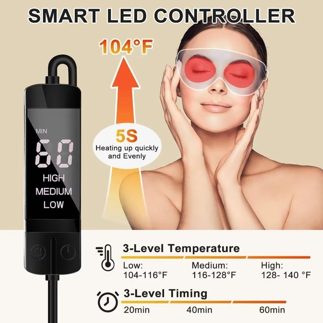 Alt view image 3 of 6 - Heated Eye Mask, Washable USB Electric Moist Heat Warm Compress for Eyes, Eye mask with Flaxseed for Dry Eyes, Blepharitis, Chalazion, MGD, Stye Eye Treatment
