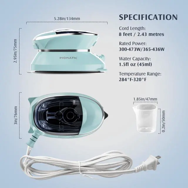 Alt view image 7 of 7 - Travel Iron Mini with Steam for Clothes with Dual Voltage, Portable Mini Ironing Machine with Non-Stick Soleplate, Small Iron for Sewing, Quilting and Handcraft