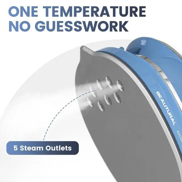 Alt view image 4 of 7 - Mini Travel Steam Iron for Clothes with Dual Voltage, Non-Stick Soleplate, One Temperature Technology, Detachable Water Tank, Ideal for Sewing, Quilting and Handcraft