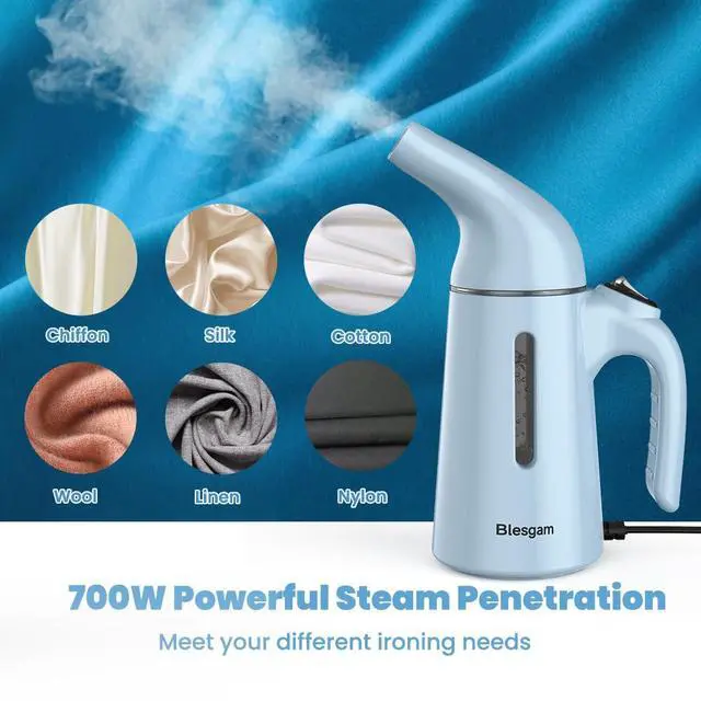 Alt view image 7 of 7 - Steamer for Clothes 700W, Fast Heat-up in 40S, 120ML Water Tank, 25g/min Strong Penetrating Steam, Portable Clothes Steamer Iron for Travel and Home(GY169-Blue)
