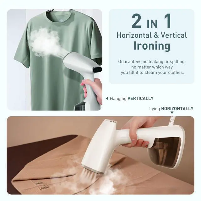 Alt view image 3 of 6 - Upgrade Steamer for Clothes,1500W 30s Quick Heat Handheld Clothes Steamer,Fabric Wrinkles Remover Garment Steamer with Smart LCD,2 in 1 Clothing Iron with 300ml Tank and Fabric Brush (25s Quick Heat)