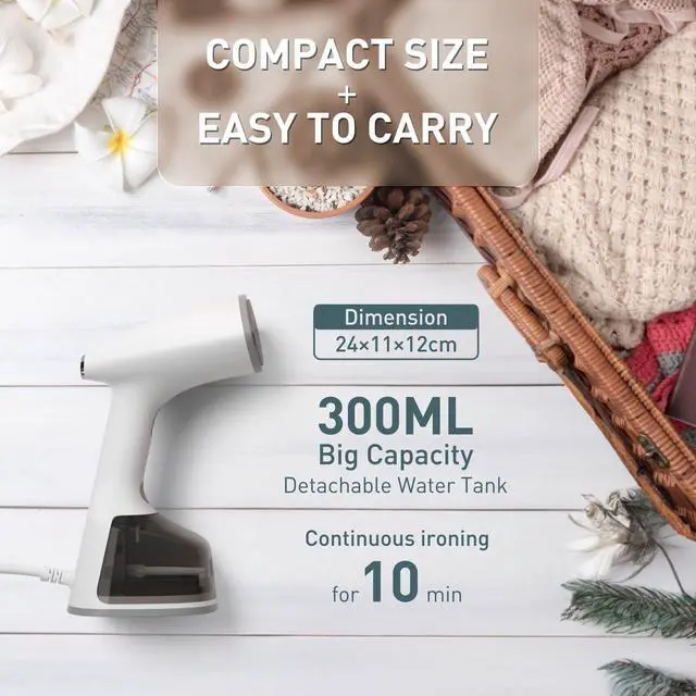 Alt view image 2 of 6 - Upgrade Steamer for Clothes,1500W 30s Quick Heat Handheld Clothes Steamer,Fabric Wrinkles Remover Garment Steamer with Smart LCD,2 in 1 Clothing Iron with 300ml Tank and Fabric Brush (25s Quick Heat)