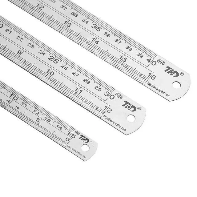 Alt view image 3 of 7 - Metal Straight Edge Ruler Stainless Steel Ruler 6 Inch 12 Inch 16 Inch Ruler Set Rulers Bulk Set of 3