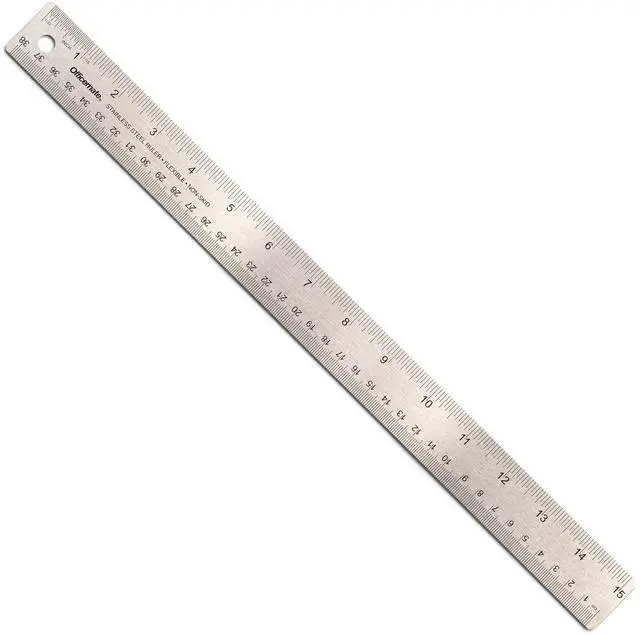 Main image of Officemate Classic Stainless Steel Metal Ruler, 15 inches with Metric Measurements, Silver, 15 L x 1.25 W (66612)
