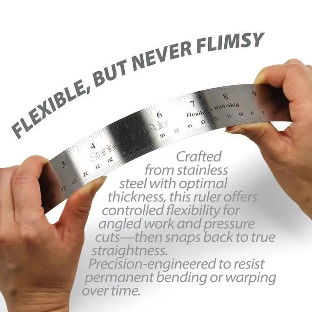 Alt view image 2 of 6 - Officemate Classic Stainless Steel Metal Ruler, 15 inches with Metric Measurements, Silver, 15 L x 1.25 W (66612)