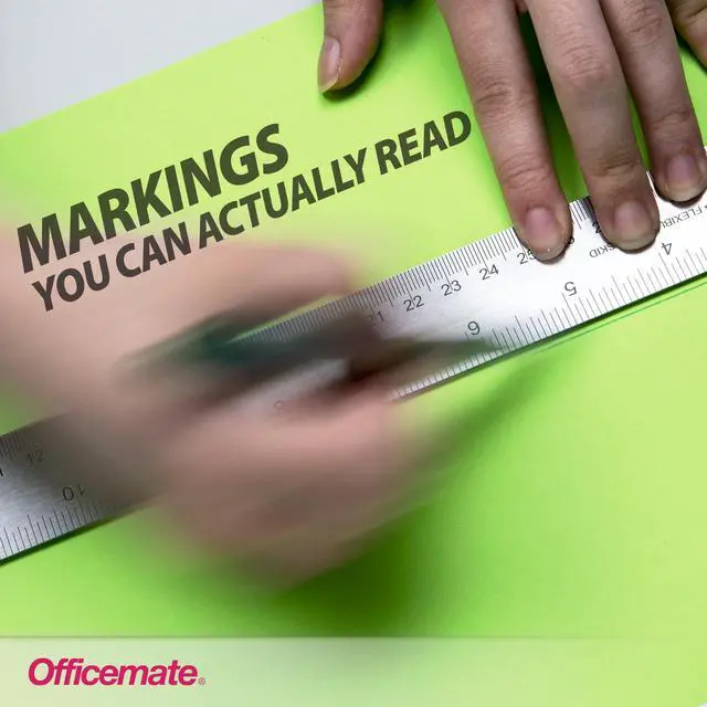 Alt view image 3 of 6 - Officemate Classic Stainless Steel Metal Ruler, 15 inches with Metric Measurements, Silver, 15 L x 1.25 W (66612)