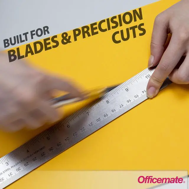 Alt view image 4 of 6 - Officemate Classic Stainless Steel Metal Ruler, 15 inches with Metric Measurements, Silver, 15 L x 1.25 W (66612)