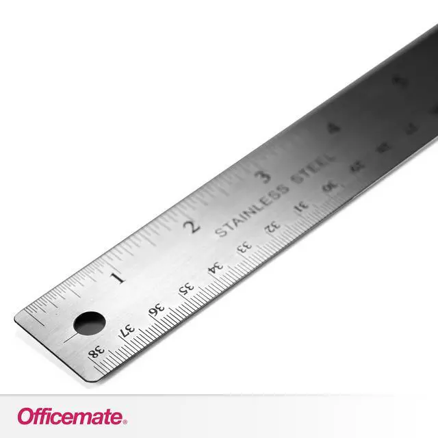 Alt view image 5 of 6 - Officemate Classic Stainless Steel Metal Ruler, 15 inches with Metric Measurements, Silver, 15 L x 1.25 W (66612)