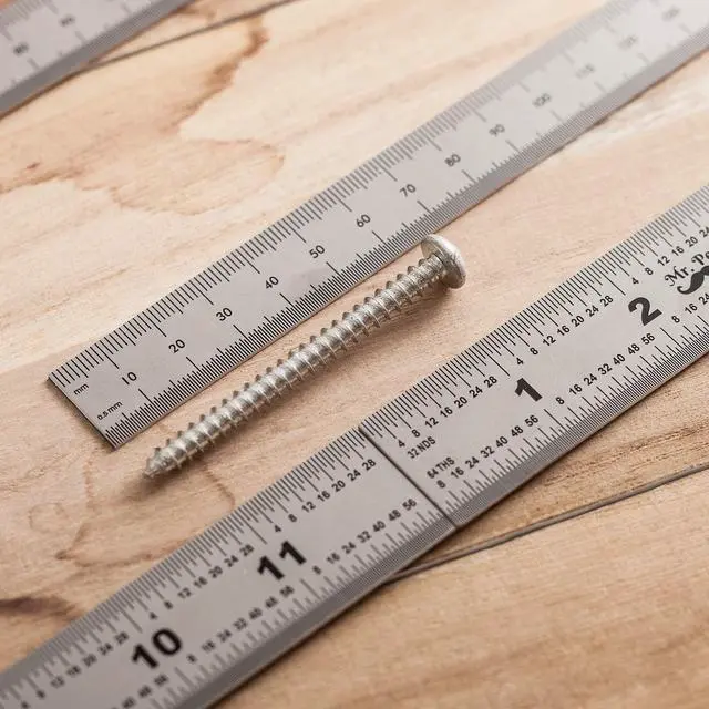 Alt view image 3 of 7 - Machinist Ruler, 4 Pack (6, 8, 12, 14 inch), Metric & Millimeter Ruler, 1/64, 1/32, mm and .5 mm, Stainless Steel