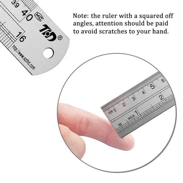 Alt view image 4 of 7 - Ruler Metal Straight Edge Stainless Steel Ruler 16 Inch Ruler Set Rulers Bulk 2 Pack