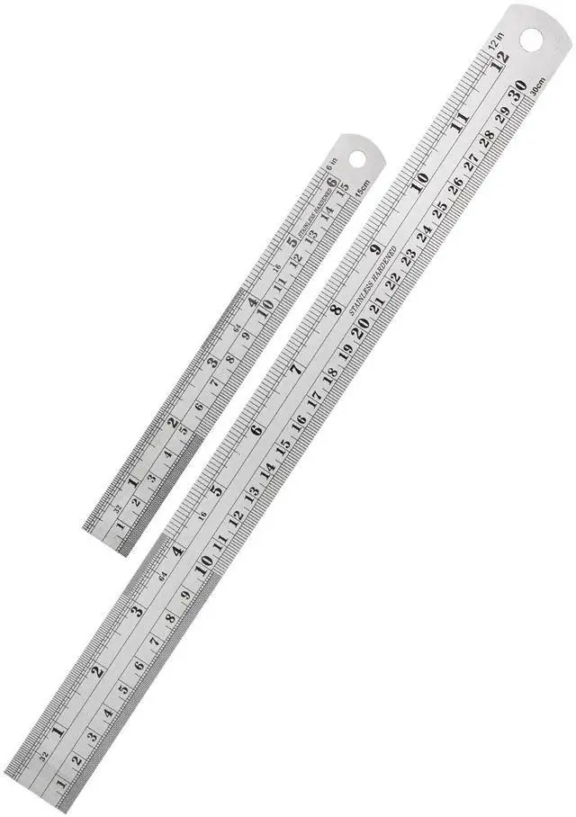 Main image of 6 inch and 12 inch Metal Rulers, Pack of 2
