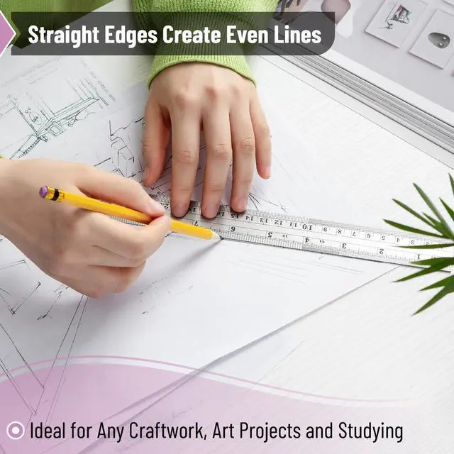 Alt view image 4 of 7 - 6 inch and 12 inch Metal Rulers, Pack of 2