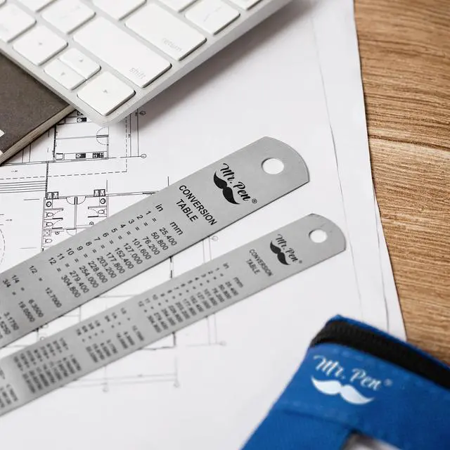 Alt view image 6 of 7 - 6 inch and 12 inch Metal Rulers, Pack of 2