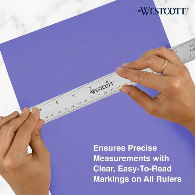 Alt view image 4 of 5 - Stainless Steel Ruler Set with Flexible Design, Non-Slip Cork Base, for Crafting, Office, Classroom, Back to School Supplies, Includes 6-, 12-, & 15-inch Rulers, 3 Pack