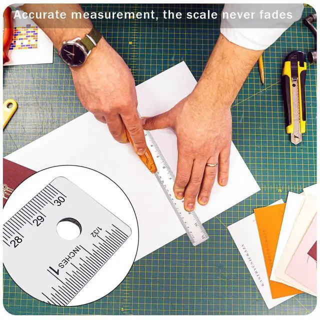 Alt view image 7 of 7 - Metal Ruler 6 Inch 12 Inch Stainless Steel Metal Ruler with Cork Backing, Non-Slip Rulers with Inch and Centimeters, Straight Edge Cork Base Rulers for Student School Office Drafting Tools
