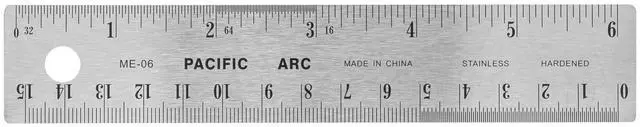 Main image of Stainless Steel 6 Inch Metal Ruler Non-Slip Rubber Back, with Inch and Metric Graduations