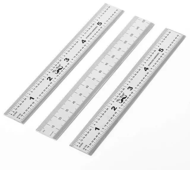 Main image of Machinist Ruler, 3 Pack, Metric, Precision, Stainless Steel, 6 inch