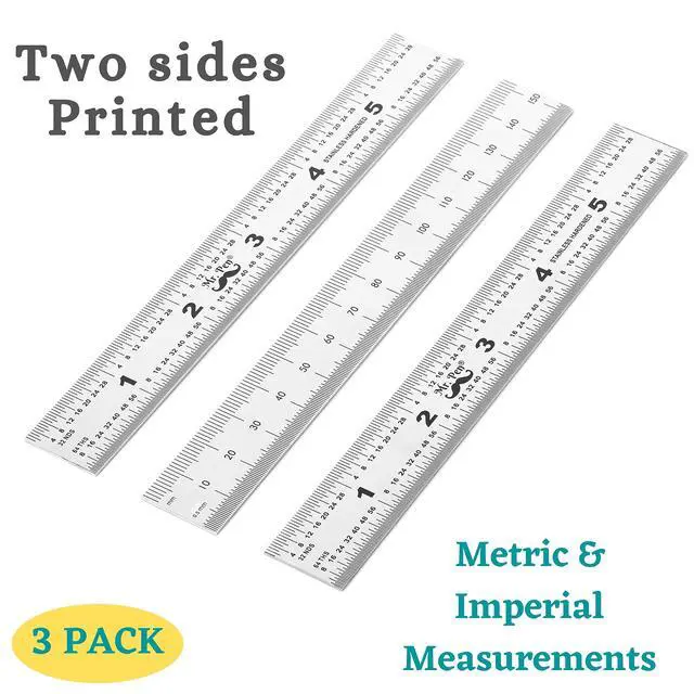 Alt view image 2 of 7 - Machinist Ruler, 3 Pack, Metric, Precision, Stainless Steel, 6 inch