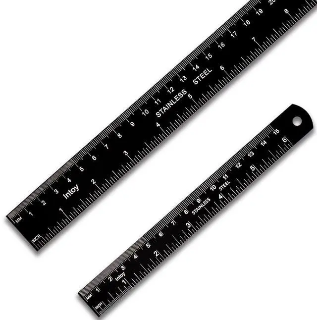 Main image of Metal Ruler Kit 12 Inch and 6 Inch, Stainless Steel Rulers with Centimeters, Millimeters, Inches and Conversion Table for Office and School, Easy to Read Metric Rule Set, 2 Pack
