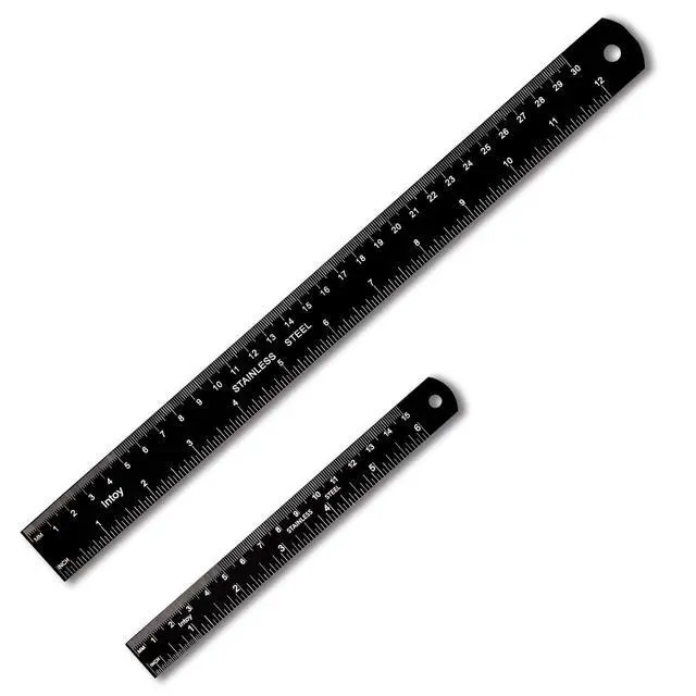 Alt view image 2 of 6 - Metal Ruler Kit 12 Inch and 6 Inch, Stainless Steel Rulers with Centimeters, Millimeters, Inches and Conversion Table for Office and School, Easy to Read Metric Rule Set, 2 Pack