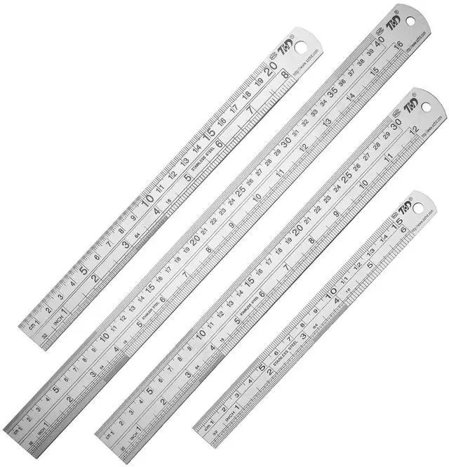 Main image of Ruler Metal Straight Edge Stainless Steel Ruler 6 Inch 8 Inch 12 Inch 16 Inch Ruler Set Rulers Bulk Set of 4
