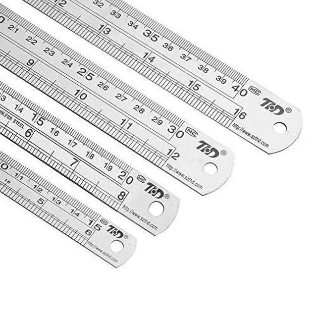Alt view image 3 of 7 - Ruler Metal Straight Edge Stainless Steel Ruler 6 Inch 8 Inch 12 Inch 16 Inch Ruler Set Rulers Bulk Set of 4