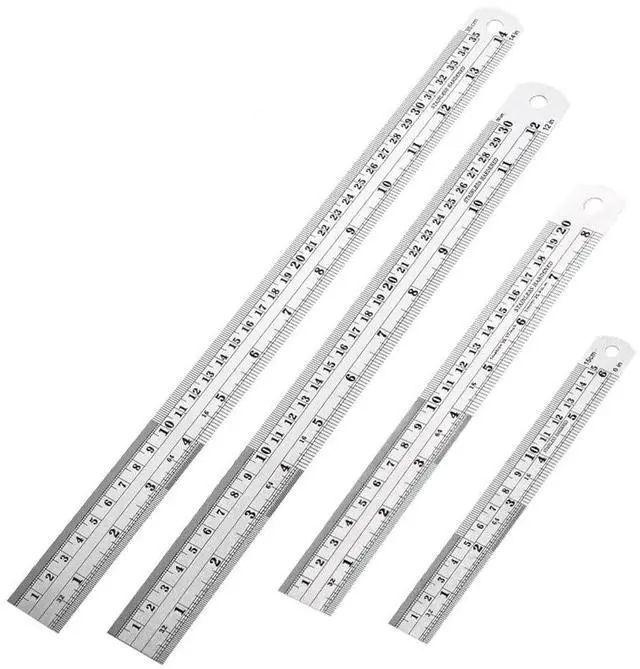 Main image of Stainless Steel Metal Ruler,6, 8, 12, 14 Machinist Ruler, with Inch and Metric Graduations,Pack of 4 (6, 8, 12, 14 inch)