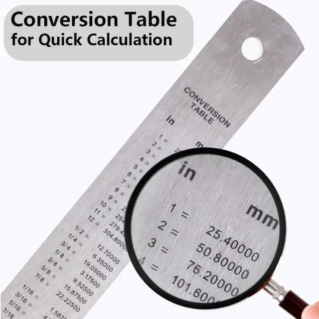 Alt view image 3 of 7 - Stainless Steel Metal Ruler,6, 8, 12, 14 Machinist Ruler, with Inch and Metric Graduations,Pack of 4 (6, 8, 12, 14 inch)