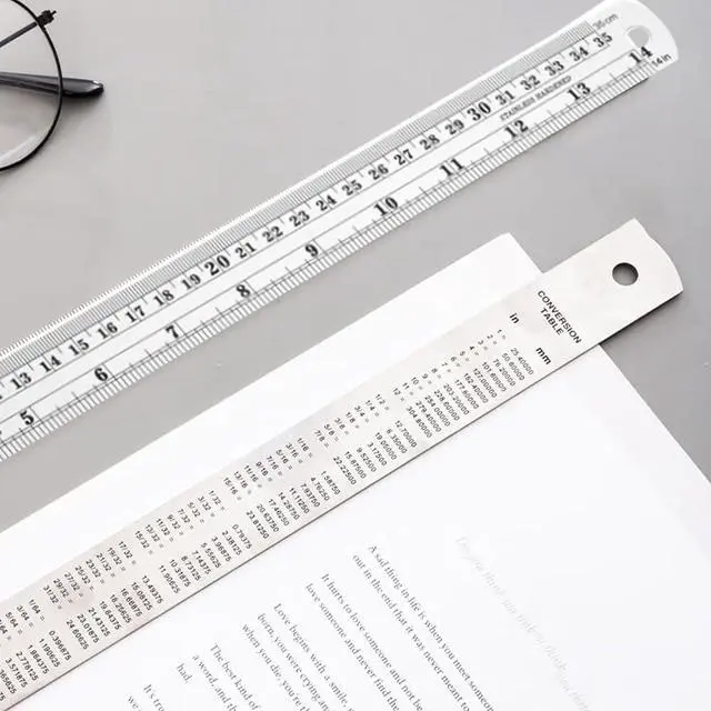 Alt view image 4 of 7 - Stainless Steel Metal Ruler,6, 8, 12, 14 Machinist Ruler, with Inch and Metric Graduations,Pack of 4 (6, 8, 12, 14 inch)