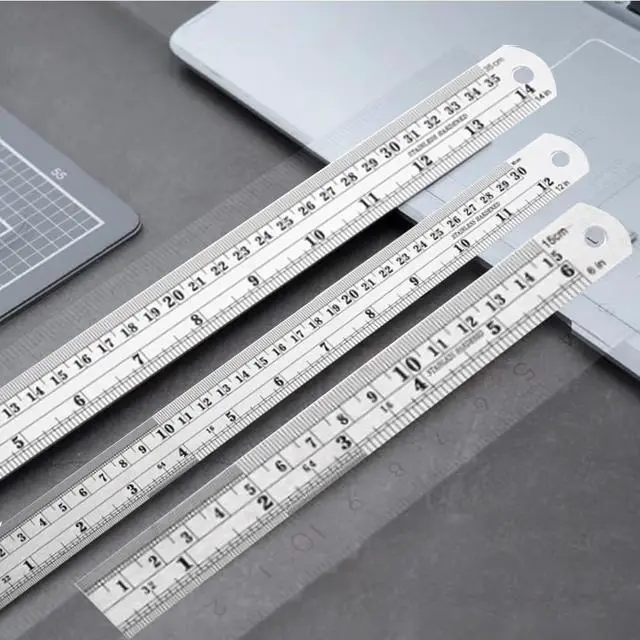 Alt view image 6 of 7 - Stainless Steel Metal Ruler,6, 8, 12, 14 Machinist Ruler, with Inch and Metric Graduations,Pack of 4 (6, 8, 12, 14 inch)