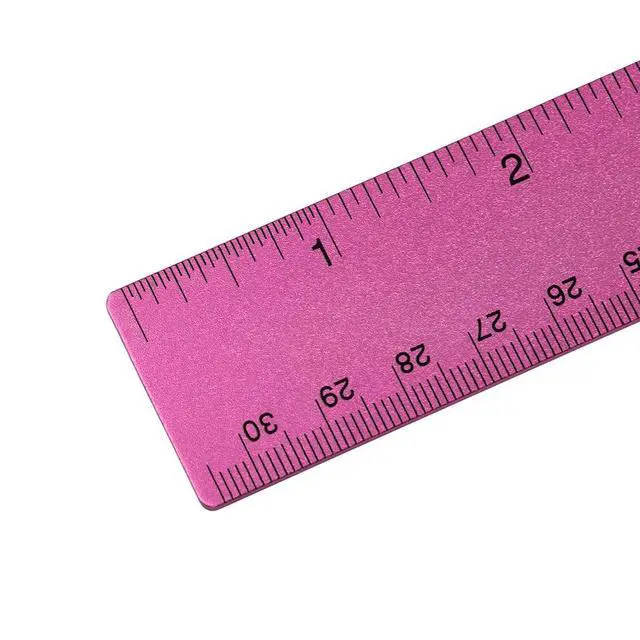 Alt view image 2 of 7 - PAPER Strong Aluminum Ruler - 12 Inch - Metal Ruler with Non-Skid Cork Backing - Fuchsia Metallic