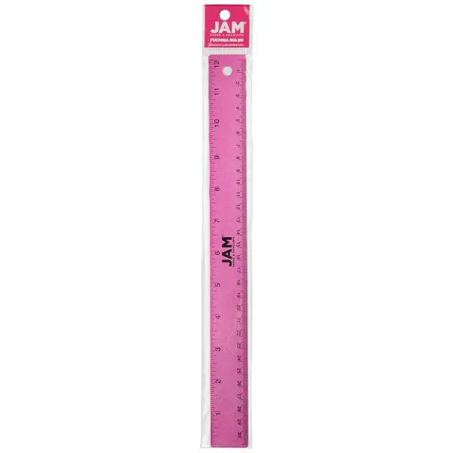 Alt view image 5 of 7 - PAPER Strong Aluminum Ruler - 12 Inch - Metal Ruler with Non-Skid Cork Backing - Fuchsia Metallic