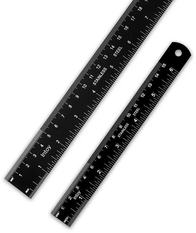Main image of Metal Ruler 12 Inch and 6 Inch with Metric Scales Millimeter, Centimiter, and Conversion Table, Easy to Read Straight Edge Starts at 0, Stainless Steel Rule for School and Office, 2 Pack