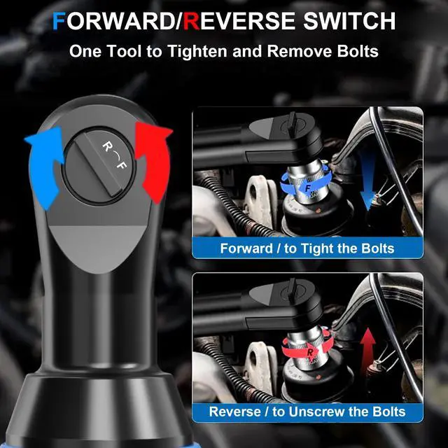 Alt view image 5 of 7 - Cordless Electric Ratchet Wrench 3/8 Drive, 30 Ft-lbs Torque & 300 RPM, Power Ratchet Wrench Set With Variable Speed, LED Light, 2 Packs 2.0Ah Battery, Fast Charger, 7 Sockets