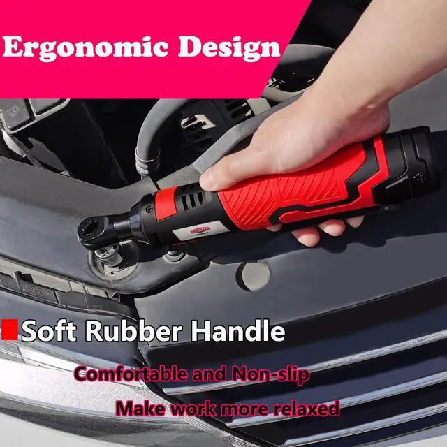 Alt view image 4 of 6 - Cordless Ratchet Wrench 3/8 Electric Ratchet Wrench, 55 N·m Power Ratchet Tool with 2 Ah Lithium Batteries and Quick Charger -DBCRW12S