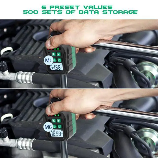 Alt view image 3 of 7 - 1/2-Inch Digital Torque Adapter, 7.38-147.5 Ft.lb/10-200 N.m, Electronic Torque Wrench Converter with ±2% Accuracy, Preset Function, Data Storage, 3/8 & 1/4 Adapter for Bike, Moto, Car