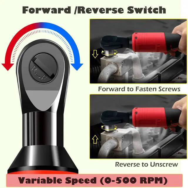 Alt view image 4 of 6 - Cordless Ratchet Wrench 3/8" Compatible for Mil-waukee 18V Battery,500RPM Brushless Electric Ratchet Wrench,75 Ft-lbs Power Wrench Ratchet,7 Sockets, 1/4" Adapter, 3" Extension BarTool only