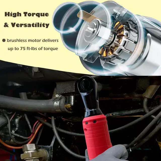 Alt view image 3 of 6 - Cordless Ratchet Wrench 3/8" Compatible for Mil-waukee 18V Battery,500RPM Brushless Electric Ratchet Wrench,75 Ft-lbs Power Wrench Ratchet,7 Sockets, 1/4" Adapter, 3" Extension BarTool only