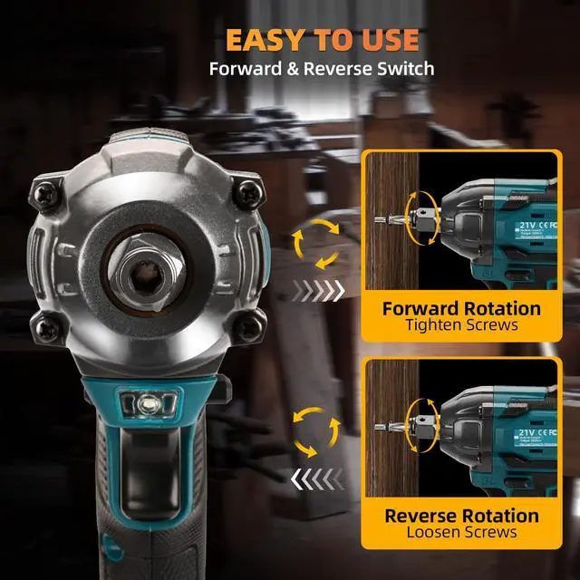 Alt view image 3 of 7 - Cordless Impact Wrench, 21V Torque Power Impact Driver, 1/2" Power Impact Wrenches with 2 * 2.0Ah Batteries with 19 Accessories, Electric Impact Motor Variable Speeds for home installation (Blue)